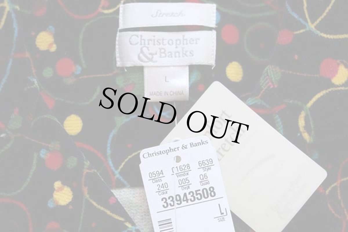 画像4: 未使用★Christopher&Banks アート 総柄 ストレッチ コーデュロイジャケット 黒 L (4)