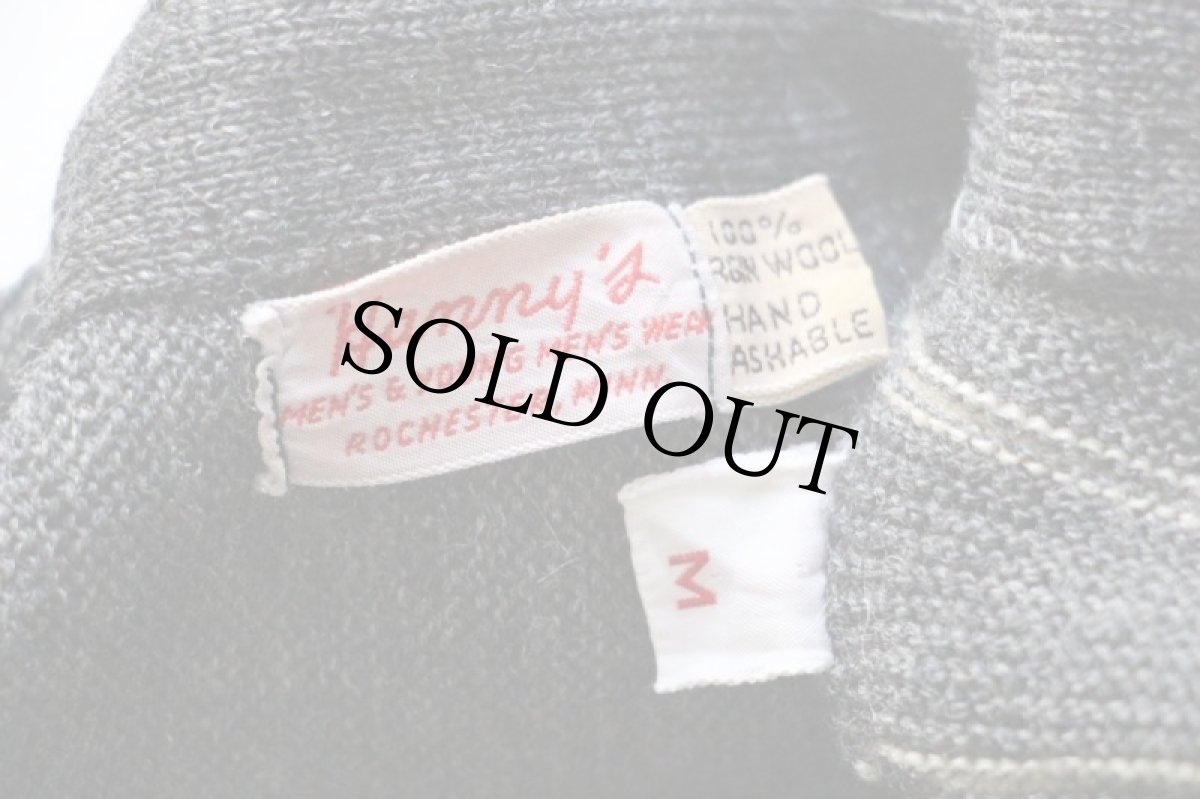 画像4: 50s Hanny's ストライプ ウールニット カーディガン グレー M (4)