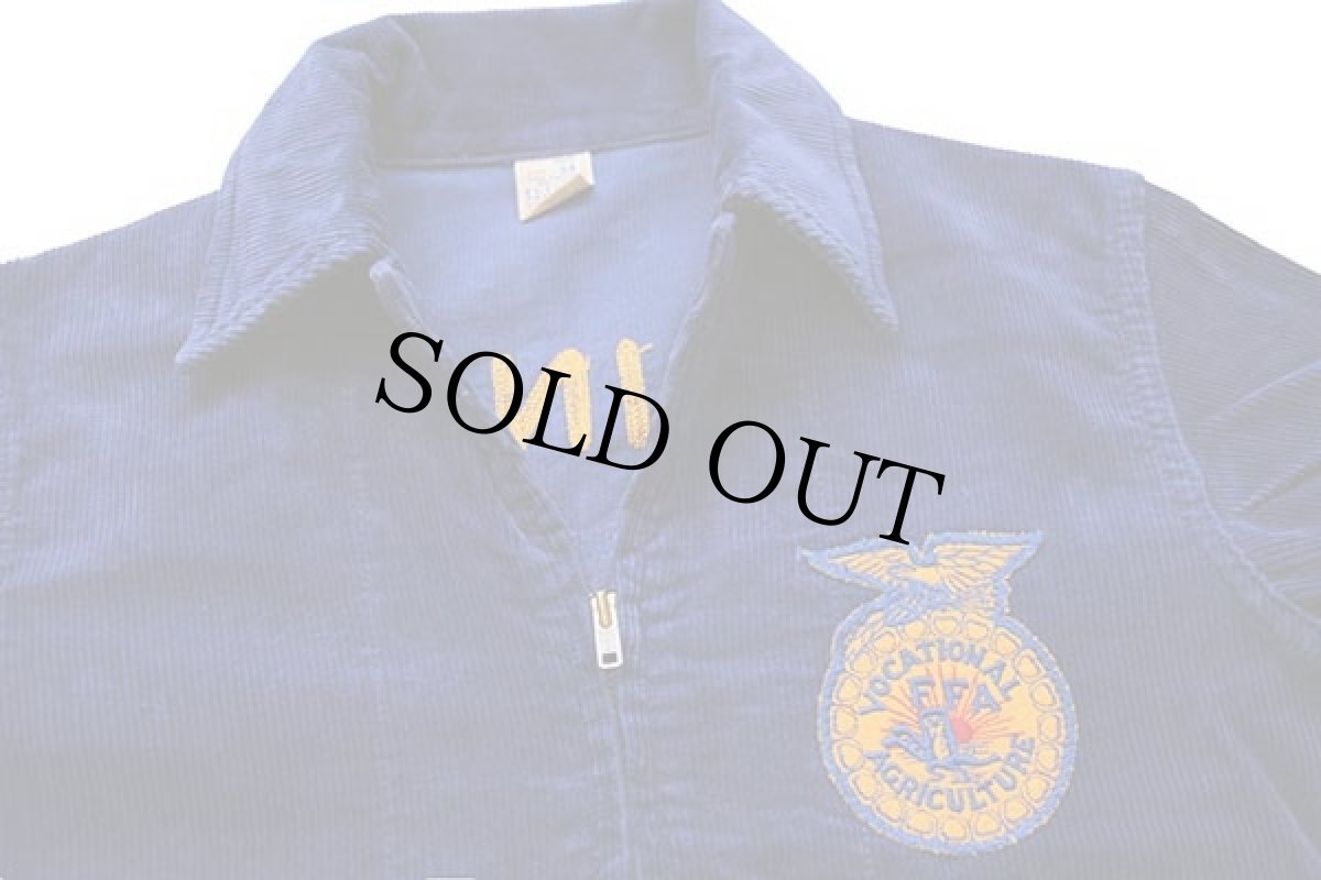 画像4: 60s FFA FUTURE FARMERS ILLINOIS チェーン刺繍&パッチ付き コーデュロイ ファーマーズジャケット 紺 34 (4)