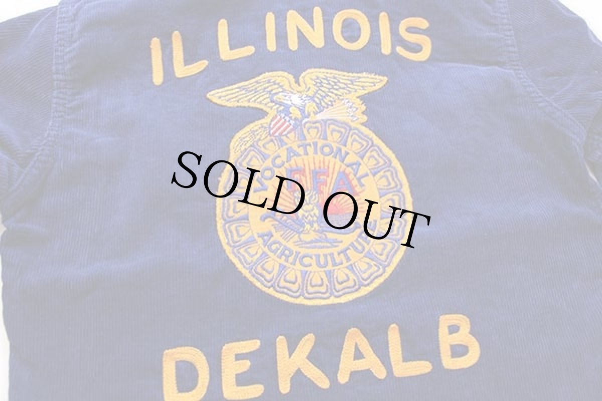 画像3: 60s FFA FUTURE FARMERS ILLINOIS チェーン刺繍&パッチ付き コーデュロイ ファーマーズジャケット 紺 34 (3)