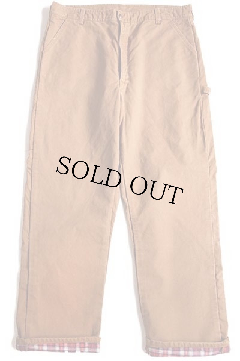 画像2: 70s USA製 a Pella Big Dutch Garments チェック ネルライナー ダック地 ペインターパンツ 茶 w40 (2)