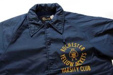 画像3: 70s USA製 Championチャンピオン ランタグ ROCHESTER YELLOW JACKETS ボアライナー ナイロン コーチジャケット 紺 S (3)