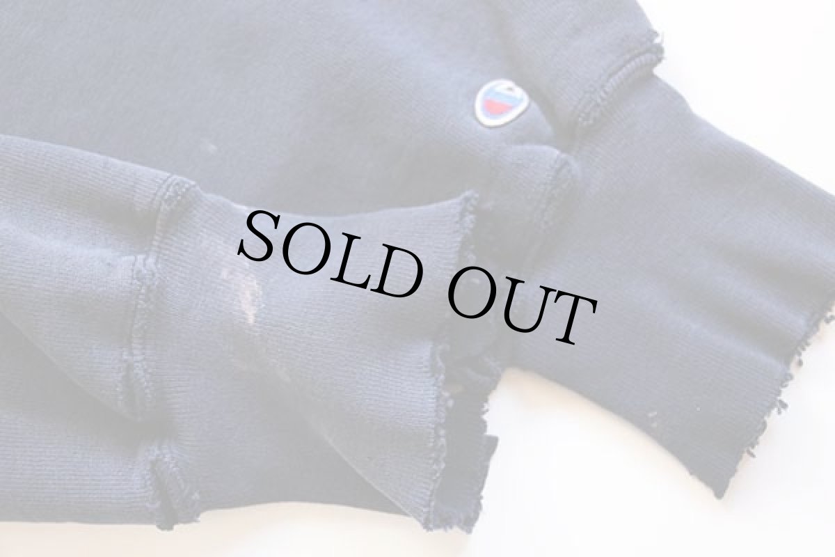 画像8: 80s USA製 Championチャンピオン GUSTAVUS ADOLPHUS リバースウィーブ スウェット ボロ 紺 フェード XL (8)