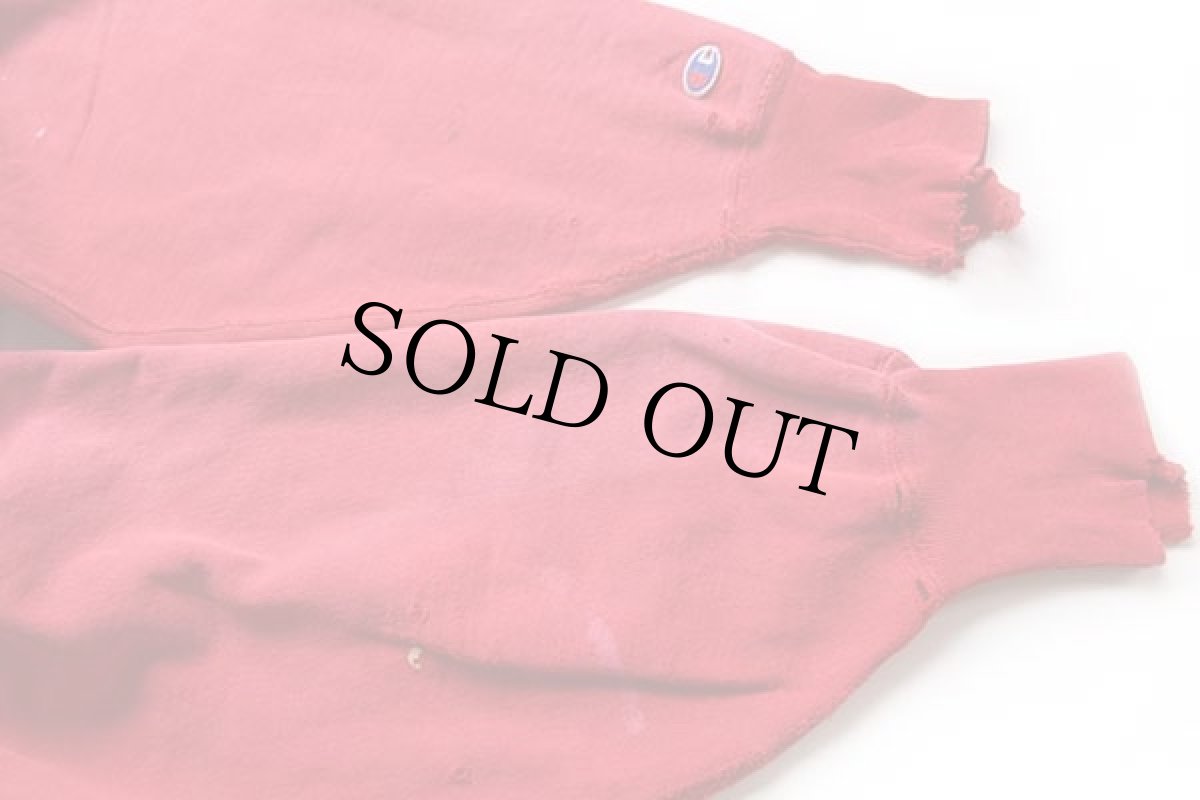 画像6: 90s USA製 Championチャンピオン ST.JOHN'S U WRESTLING 三段中抜き リバースウィーブ スウェット ボロ 赤 フェード XL (6)