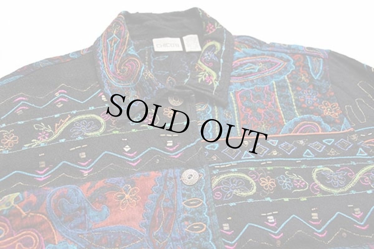 画像3: CHICO'S アップリケ&スパンコール&ビーズ&刺繍 装飾 コットン×レーヨン ジャケット 2 (3)