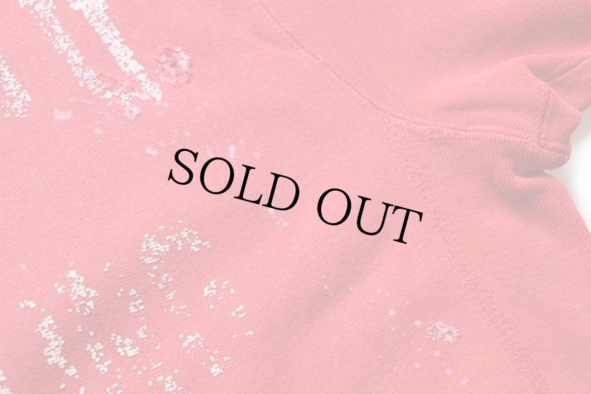 画像7: 90s USA製 Championチャンピオン ST.JOHN'S U WRESTLING 三段中抜き リバースウィーブ スウェット ボロ 赤 フェード XL (7)