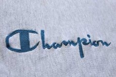 画像4: 90s USA製 Championチャンピオン スクリプト ビッグロゴ刺繍 リブライン リバースウィーブ スウェット 杢グレー L (4)