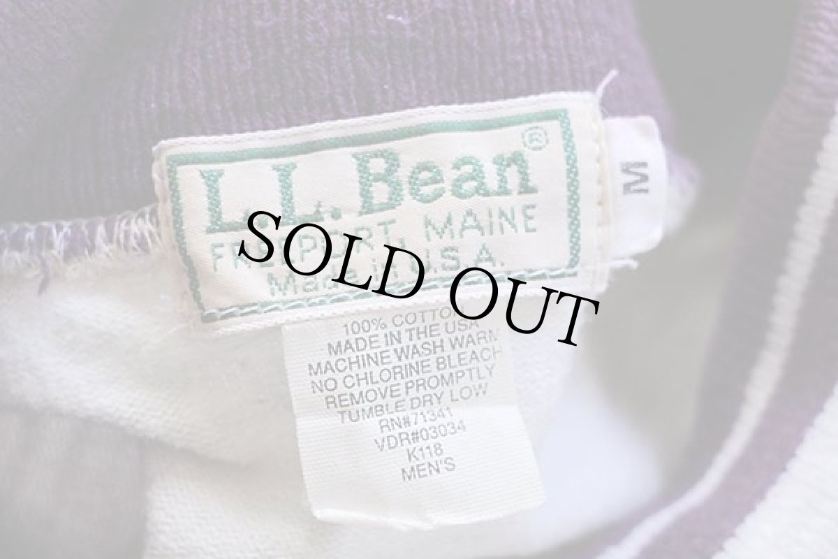 画像4: 80s USA製 L.L.Bean モックネック ヘビー コットン スウェット 杢ライトグレー M (4)