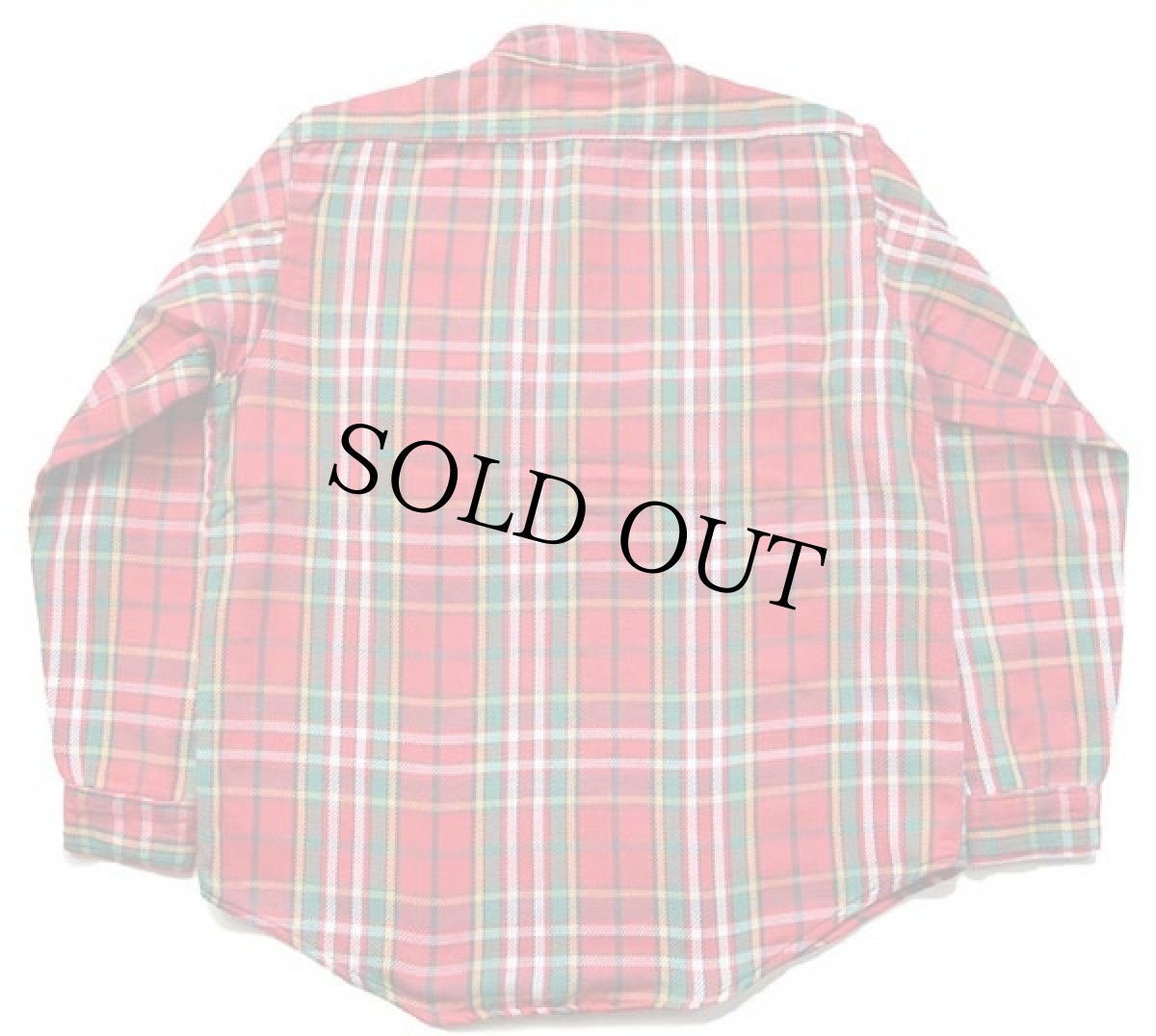 画像2: 70s USA製 5 Brotherファイブブラザー チェック バンドカラー コットン フランネルシャツ カスタム M (2)