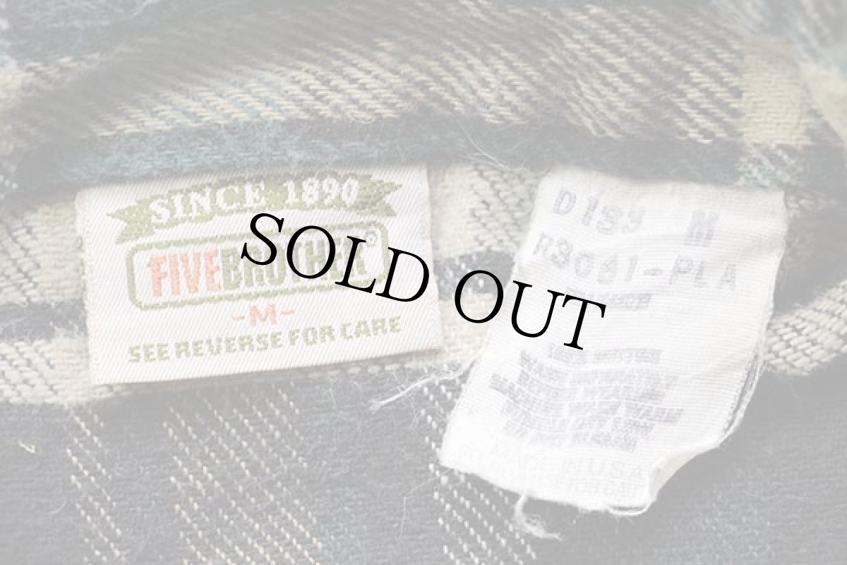 画像4: 90s USA製 FIVE BROTHERファイブブラザー チェック コットン フランネルシャツ M (4)