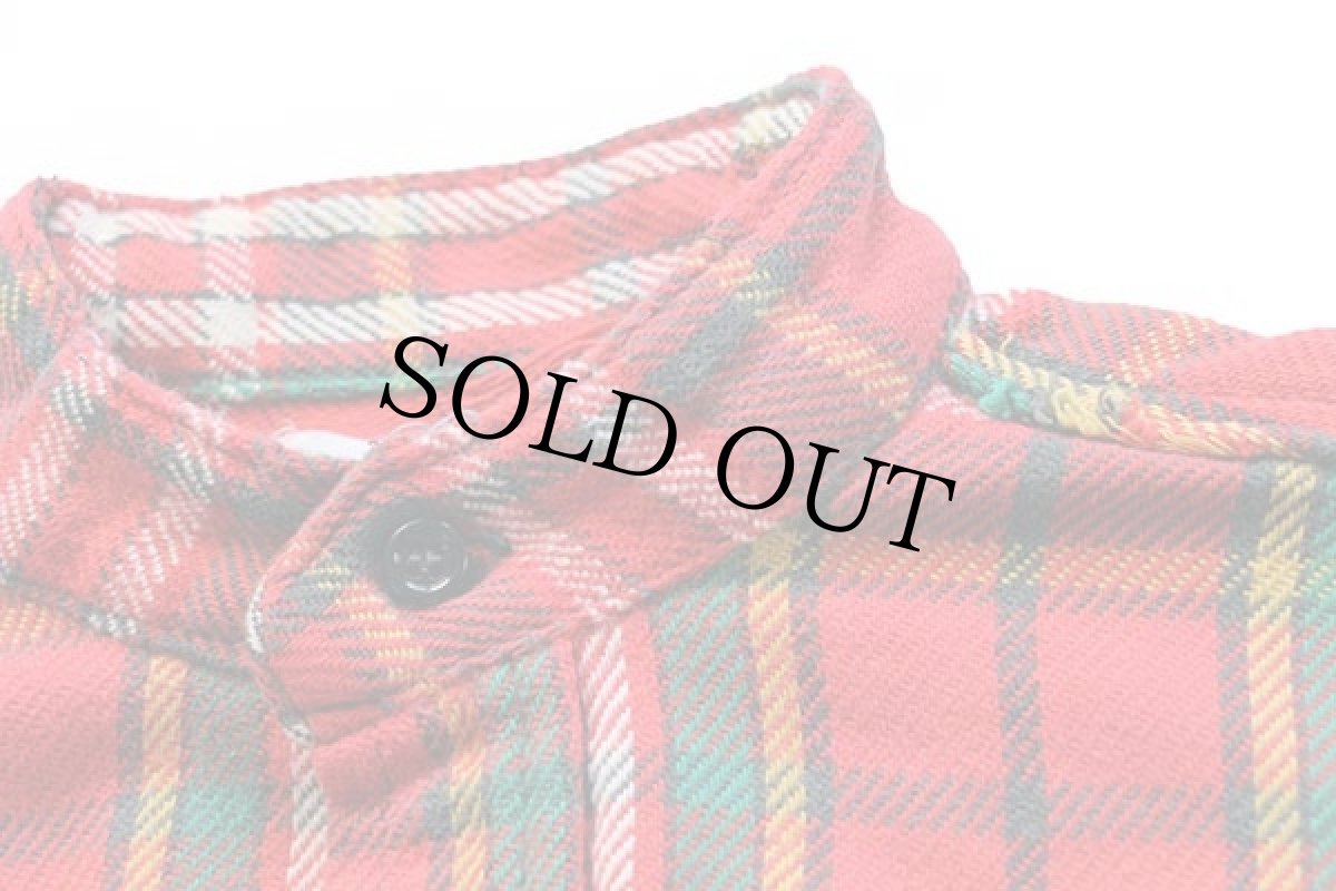 画像5: 70s USA製 5 Brotherファイブブラザー チェック バンドカラー コットン フランネルシャツ カスタム M (5)