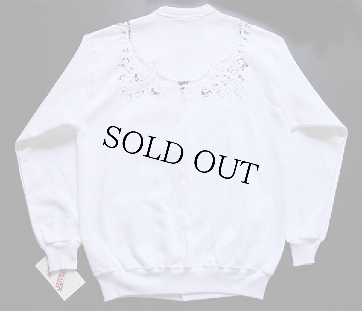 画像2: デッドストック★80s USA製 JERZEES リメイク レース装飾 パチポケ スウェット カーディガン 白 (2)