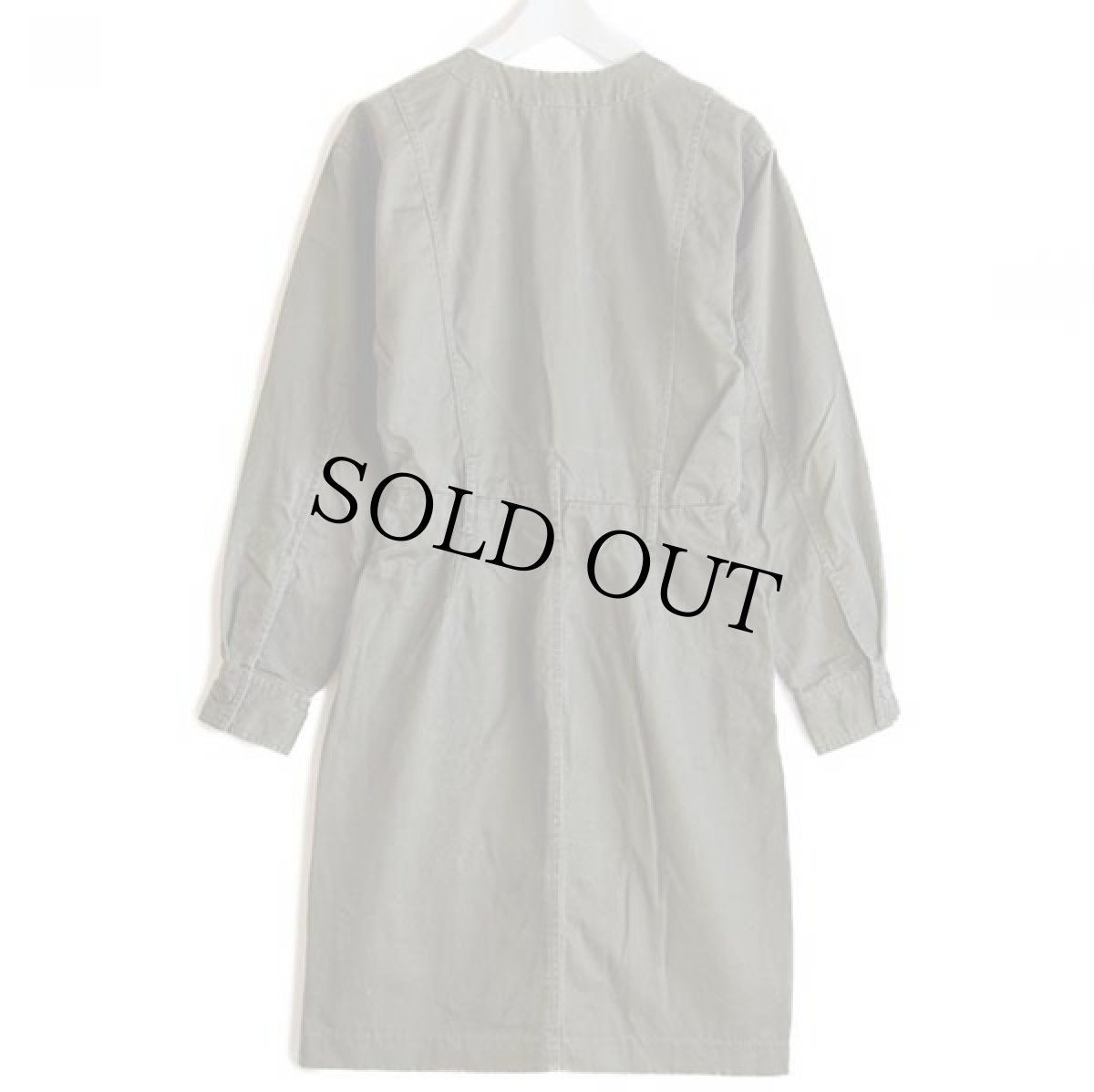 画像2: 80s BANANA REPUBLICバナナリパブリック ノーカラー コットンツイル ワンピース オリーブ 10 (2)