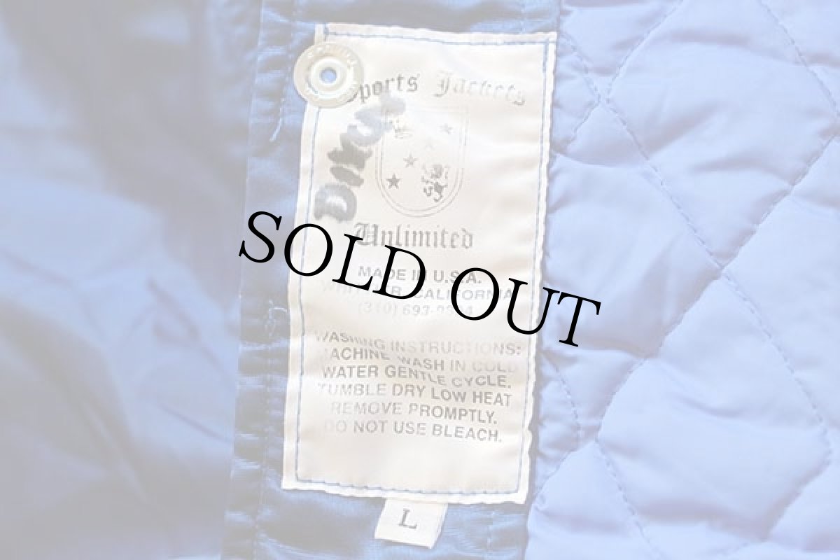 画像4: 90s USA製 California BASEBALL キルティングライナー ナイロンスタジャン 青 L (4)