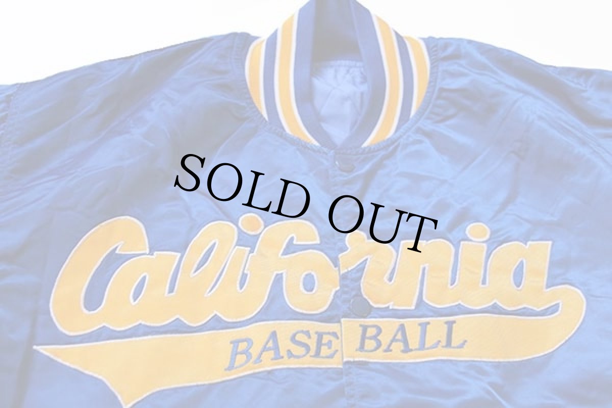 画像3: 90s USA製 California BASEBALL キルティングライナー ナイロンスタジャン 青 L (3)