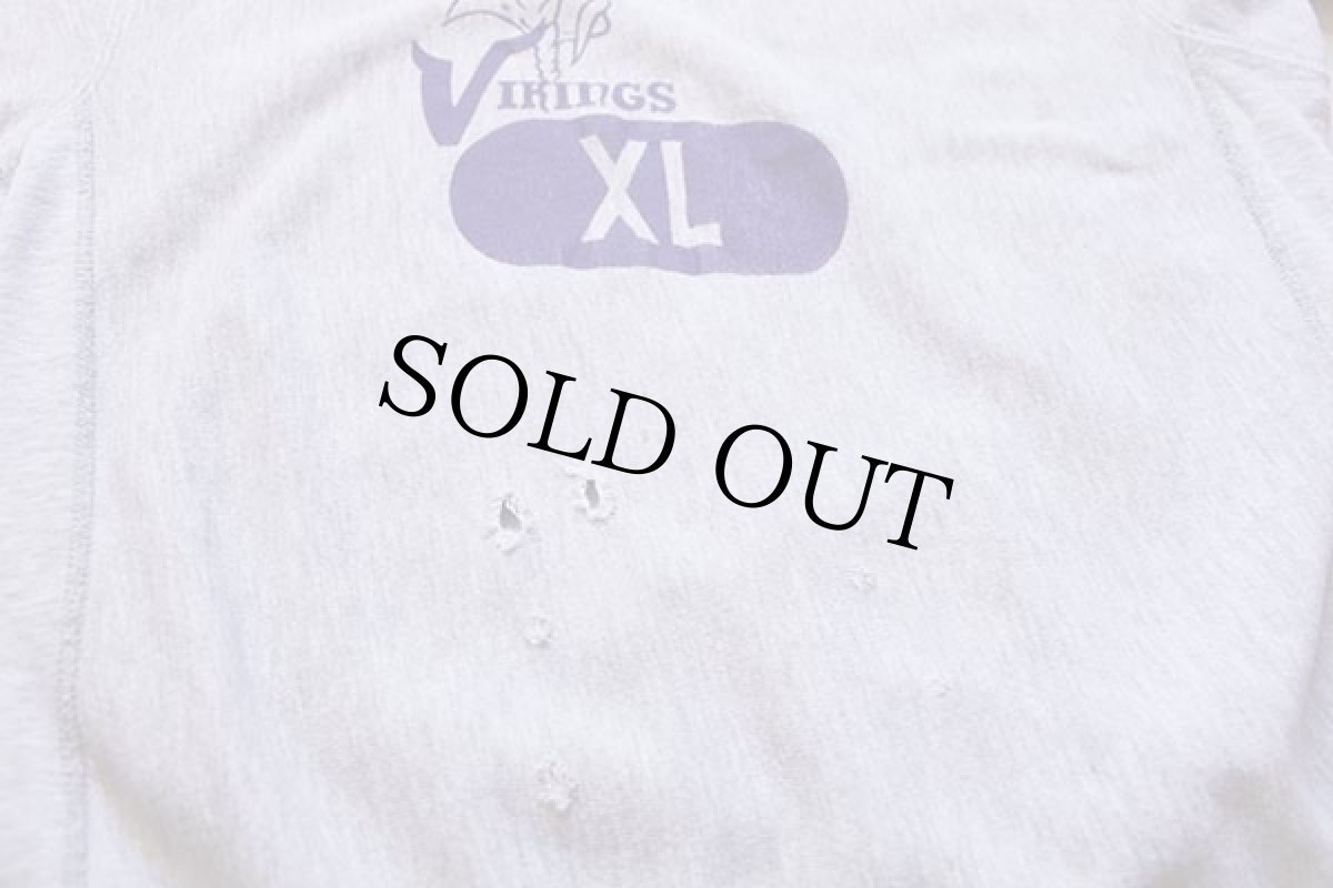 画像5: 90s USA製 Championチャンピオン NFL MINNESOTA VIKINGS リバースウィーブ スウェット ボロ 杢グレー XL (5)