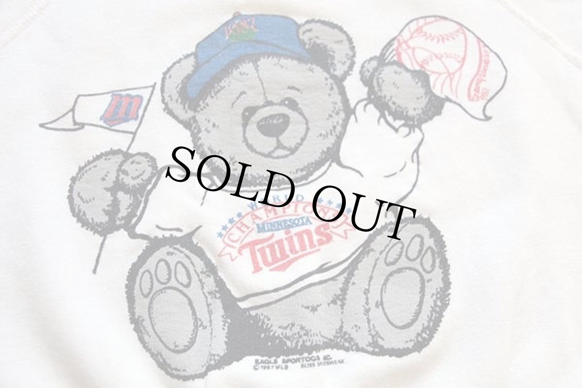画像3: 80s MLB Minnesota Twins ベア スウェット 白 キッズ (3)