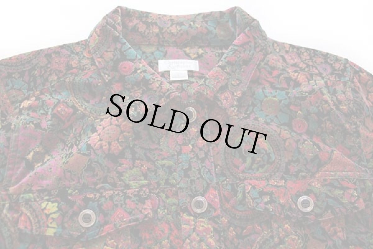 画像3: Christopher&Banks 花柄 総柄 コットン ベロアジャケット L (3)