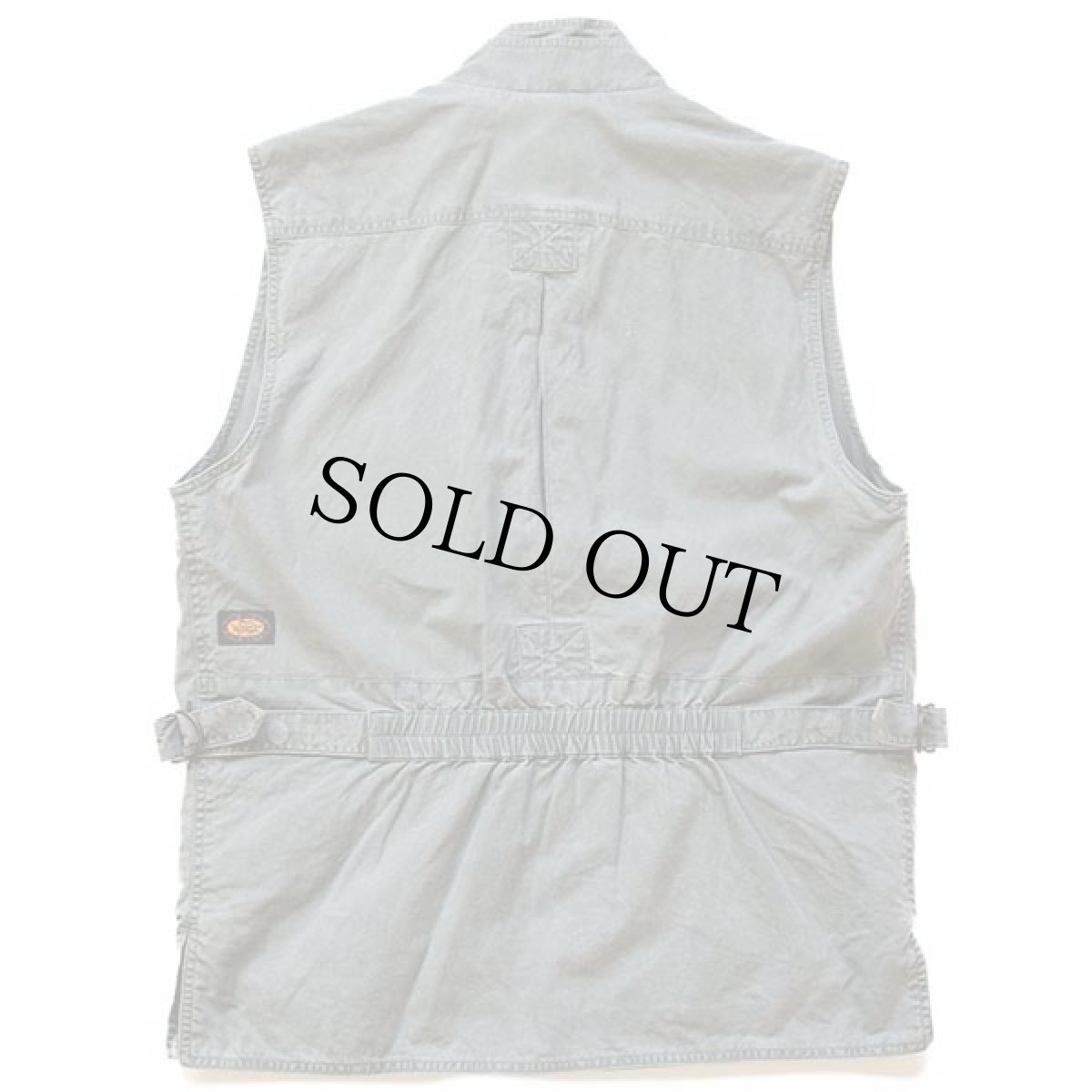 画像2: 90s Woolrichウールリッチ チンスト付き コットン サファリベスト グリーングレー M★カメラマン (2)