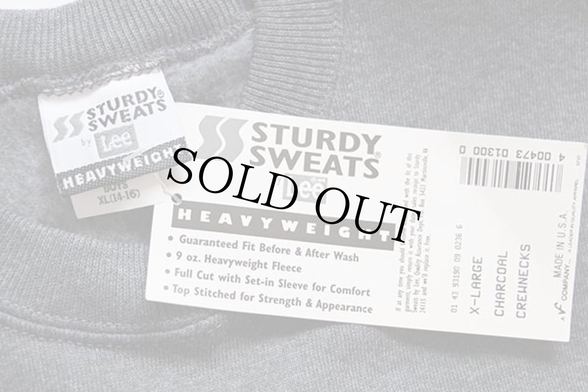 画像5: デッドストック★90s USA製 STURDY SWEATS by Leeリー 無地 スウェット チャコールグレー BOYS XL★ブランク (5)