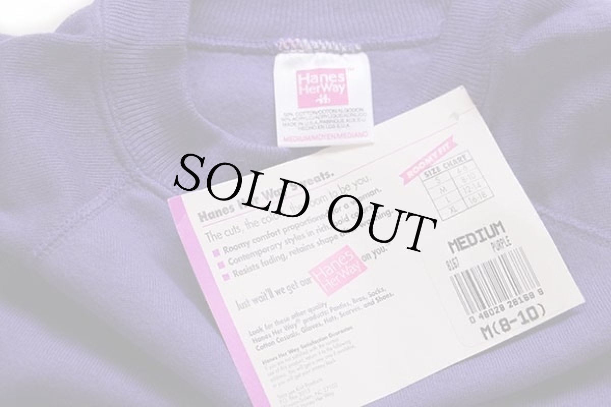 画像4: デッドストック★90s USA製 Hanes Her Way 無地 スウェット 紫 M★ブランク (4)