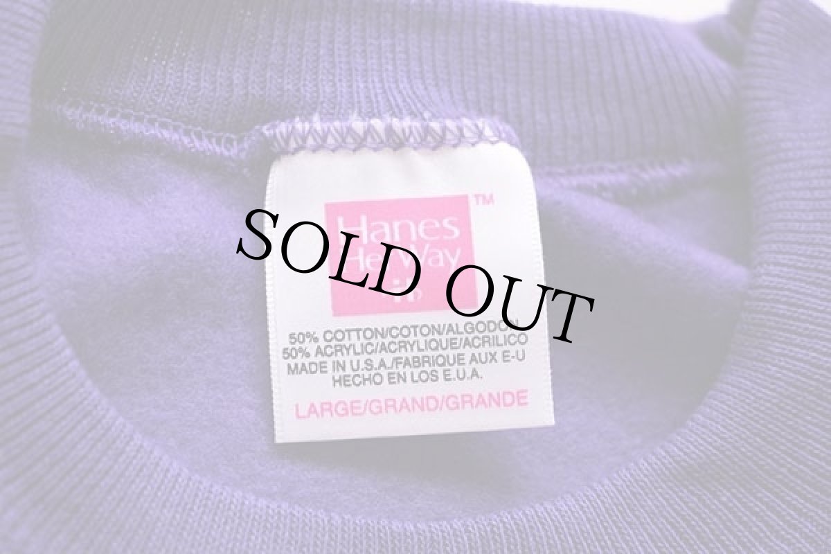 画像4: デッドストック★90s USA製 Hanes Her Way 無地 スウェット 紫 L★ブランク (4)