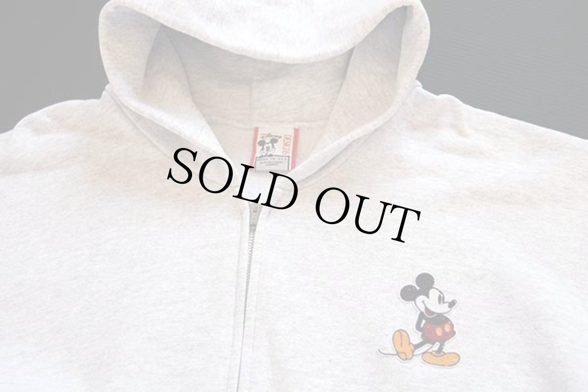画像3: 90s USA製 Disneyディズニー ミッキー マウス フェルトパッチ付き スウェット ジップパーカー 杢ライトグレー M (3)