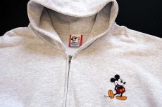 画像3: 90s USA製 Disneyディズニー ミッキー マウス フェルトパッチ付き スウェット ジップパーカー 杢ライトグレー M (3)