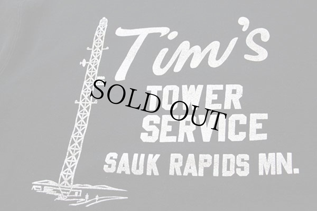 画像4: 90s USA製 RUSSELLラッセル Tim's TOWER SERVICE バックプリント スウェットパーカー 黒 L (4)