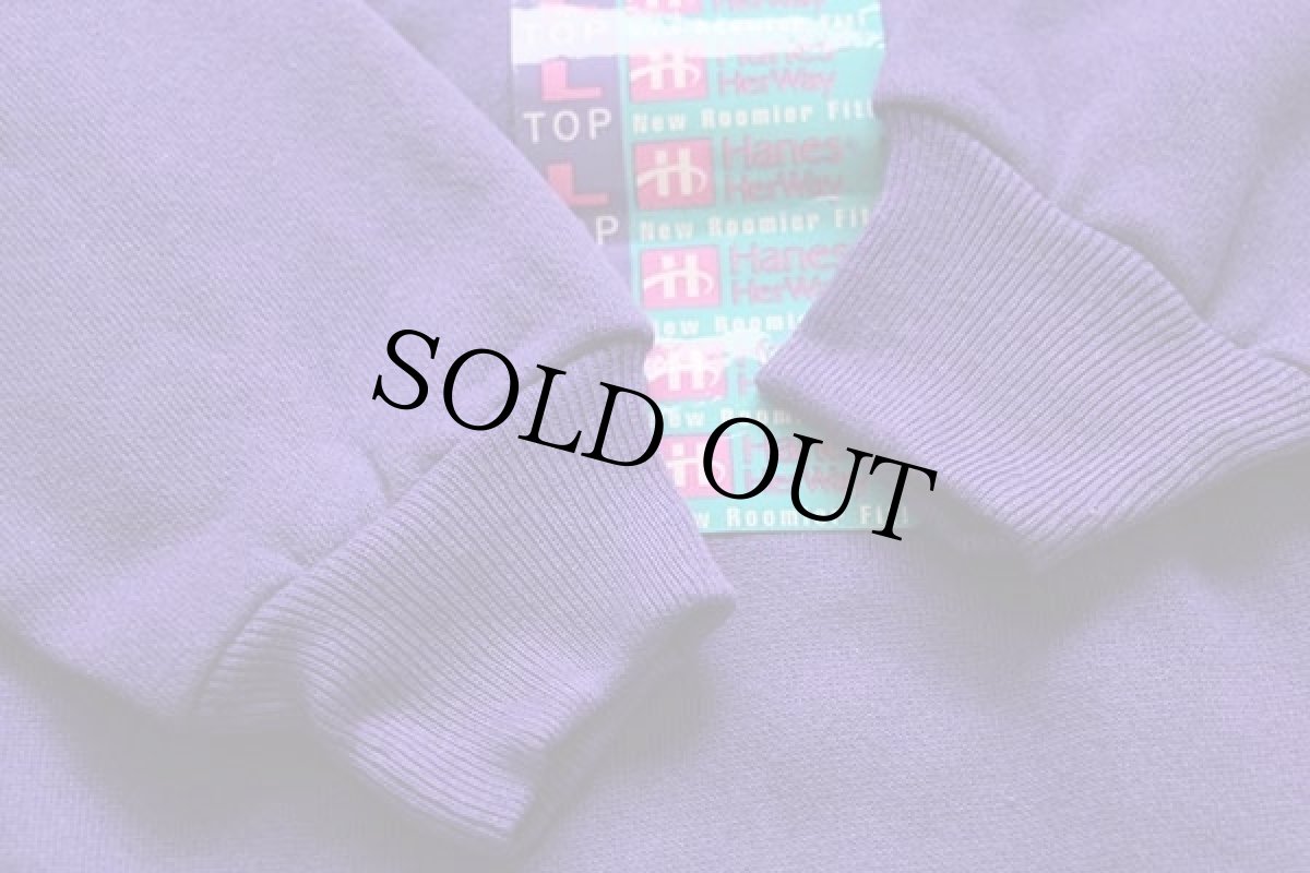 画像5: デッドストック★90s USA製 Hanes Her Way 無地 スウェット 紫 L★ブランク (5)