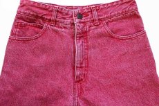 画像4: 90s USA製 GUESS JEANS ゲス テーパード カラーデニムパンツ 薄赤 w30 (4)