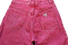 画像5: 90s USA製 GUESS JEANS ゲス テーパード カラーデニムパンツ 薄赤 w30 (5)