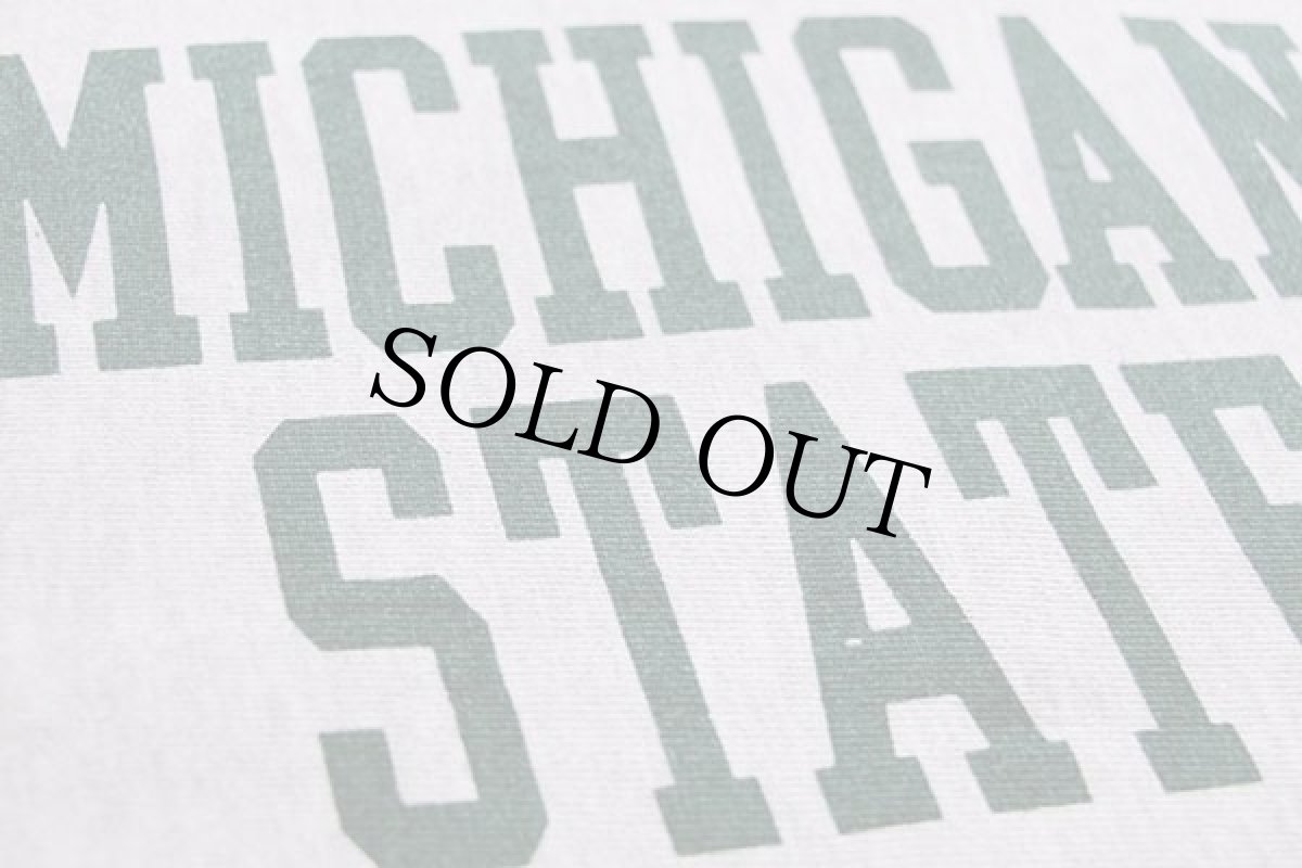 画像4: 80s USA製 Championチャンピオン MICHIGAN STATE 染み込みプリント リバースウィーブ スウェット 杢グレー L (4)