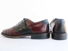 画像2: 80s Mason Shoes サドルシューズ バーガンディ×ブラック 9.5E★レザーシューズ 革靴 (2)