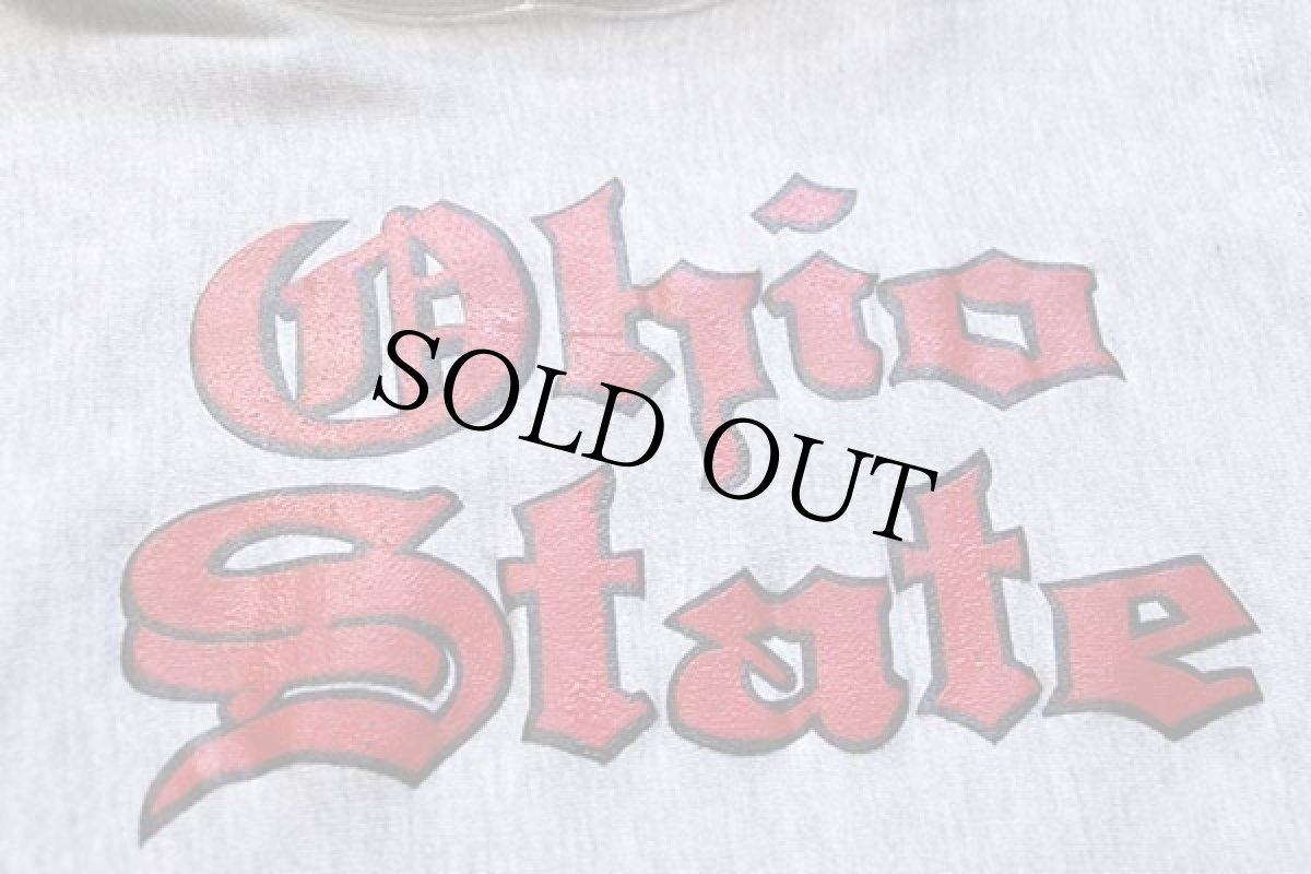 画像3: 80s USA製 Championチャンピオン Ohio State リバースウィーブ スウェットパーカー 杢グレー M★オールドイングリッシュ (3)