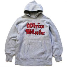 画像1: 80s USA製 Championチャンピオン Ohio State リバースウィーブ スウェットパーカー 杢グレー M★オールドイングリッシュ (1)