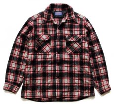 画像1: 70s USA製 PENDLETONペンドルトン タータンチェック ウール オープンカラーシャツ (1)