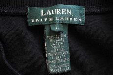 画像5: LAUREN ラルフローレン ワンポイント ヘンリーネック ロング コットン ワンピース 黒 L (5)