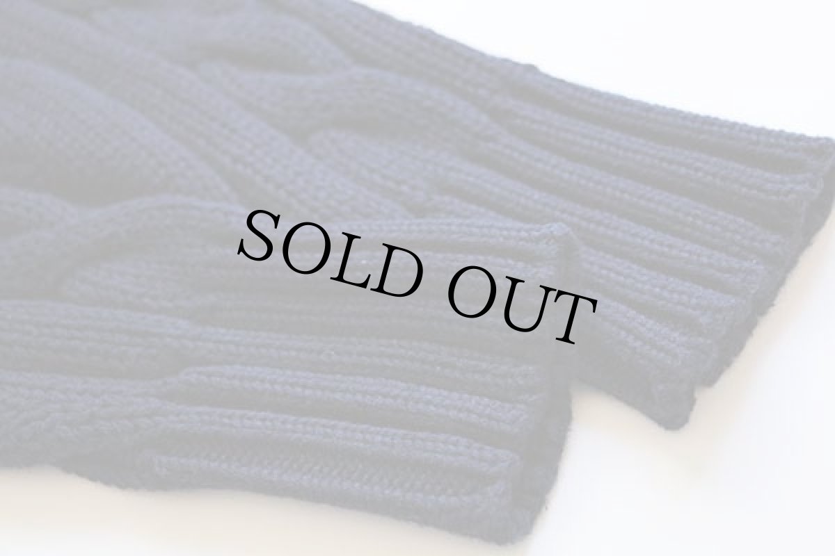 画像6: 80s ポロ ラルフローレン ワンポイント ケーブル編み コットンニット カーディガン 紺 XL (6)