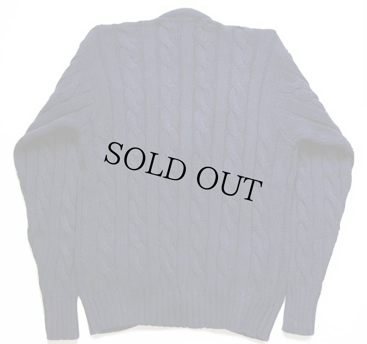 画像2: 80s ポロ ラルフローレン ワンポイント ケーブル編み コットンニット カーディガン 紺 XL (2)