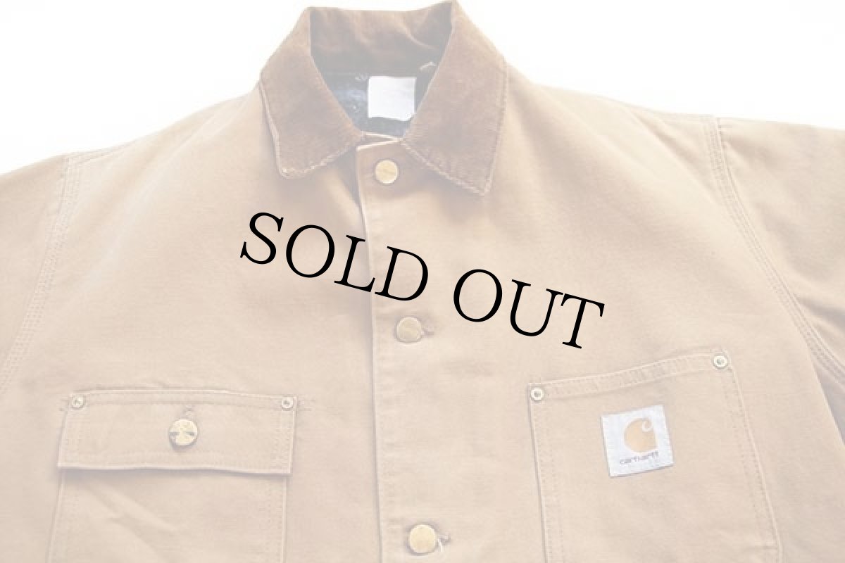 画像3: 80s USA製 carharttカーハート ブランケットライナー ダック地 チョアコート カバーオール 茶 (3)