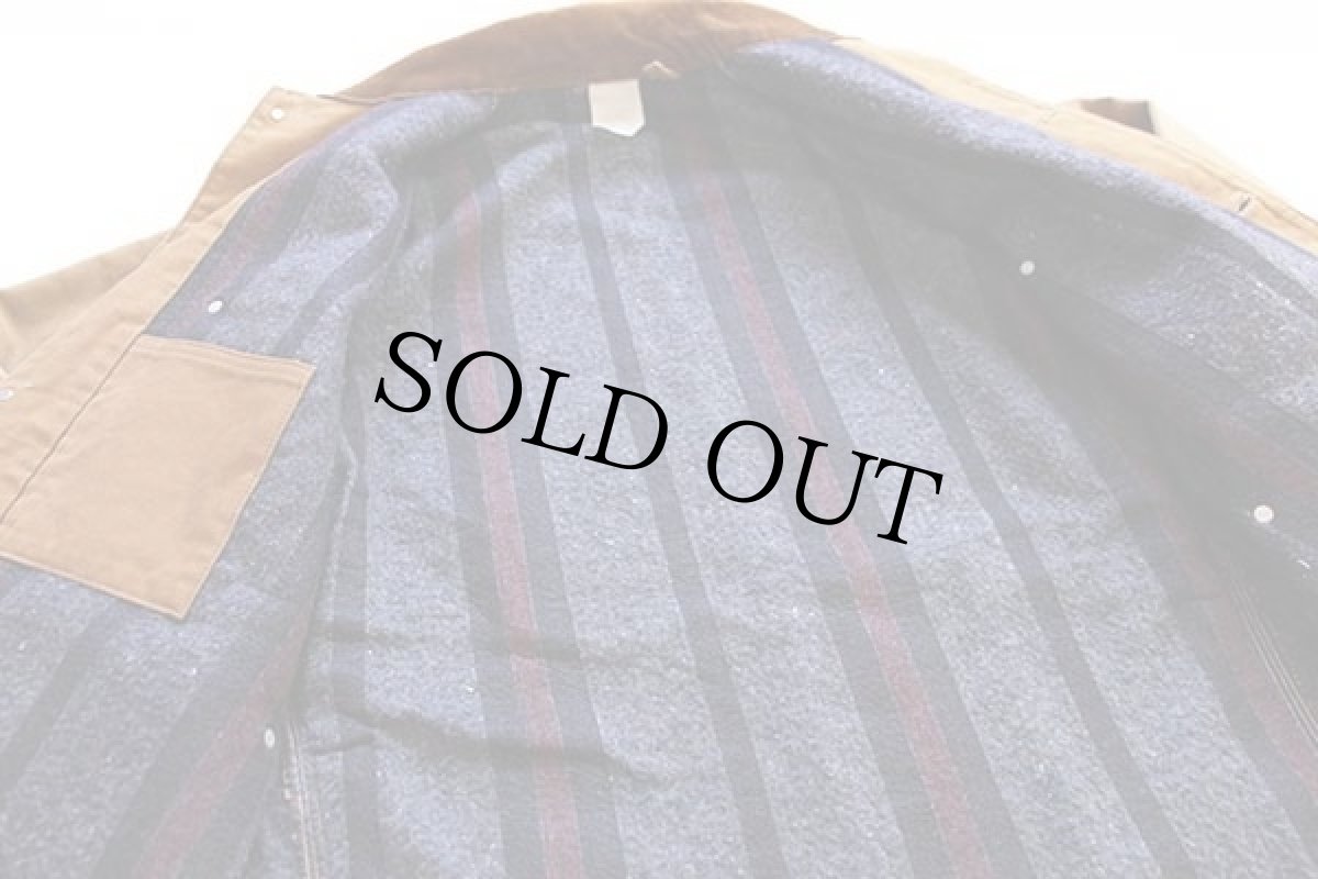 画像5: 80s USA製 carharttカーハート ブランケットライナー ダック地 チョアコート カバーオール 茶 (5)