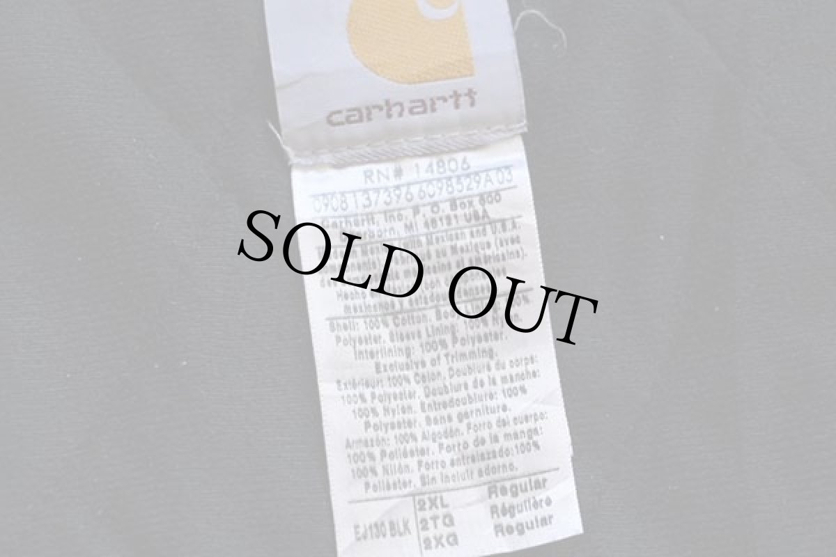 画像4: 00s メキシコ製 carharttカーハート キルティングライナー ダック地 アクティブジャケット パーカー 黒 フェード 2XL (4)