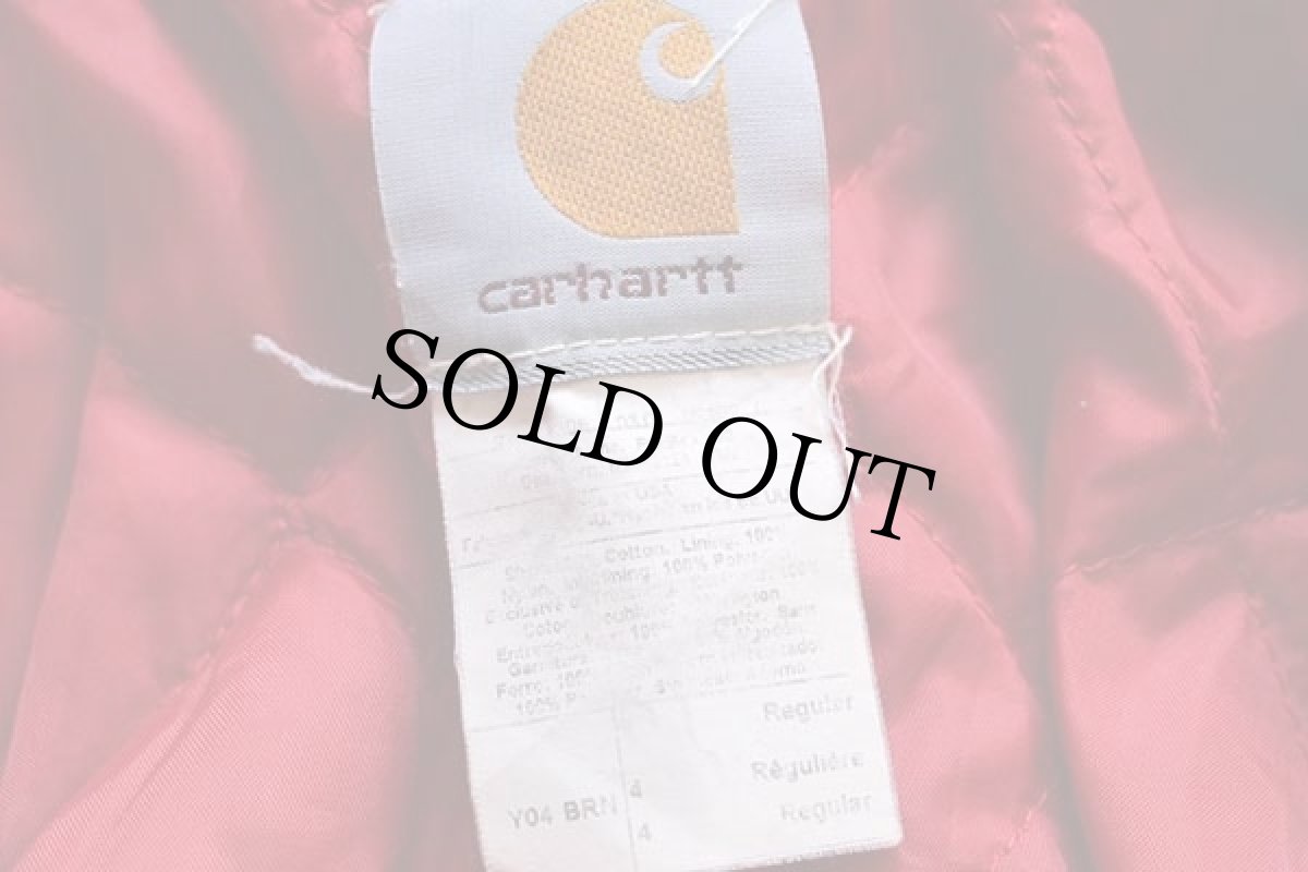 画像4: 90s USA製 carharttカーハート キルティングライナー ダック地 デトロイトジャケット 茶 キッズ4 (4)