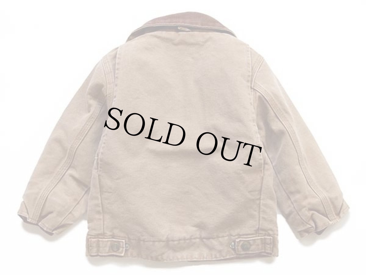 画像2: 90s USA製 carharttカーハート キルティングライナー ダック地 デトロイトジャケット 茶 キッズ4 (2)