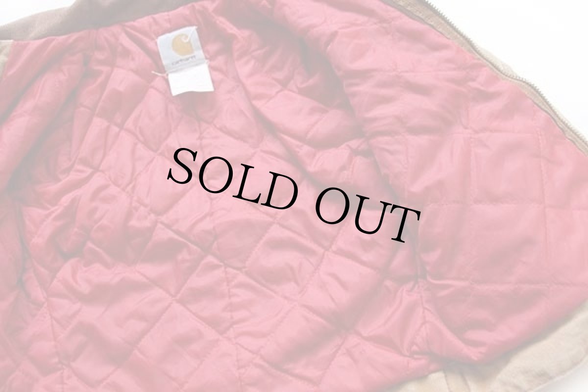 画像5: 90s USA製 carharttカーハート キルティングライナー ダック地 デトロイトジャケット 茶 キッズ4 (5)