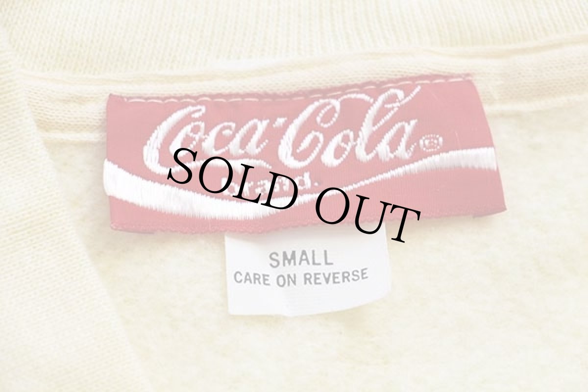 画像4: デッドストック★80s USA製 Coca-Colaコカコーラ ロゴ Vネック スウェット ワンピース 薄黄 S (4)