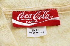 画像4: デッドストック★80s USA製 Coca-Colaコカコーラ ロゴ Vネック スウェット ワンピース 薄黄 S (4)