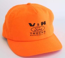 画像1: 80s USA製 V&H Ford TRUCKS フォード プリント キャップ 蛍光オレンジ (1)