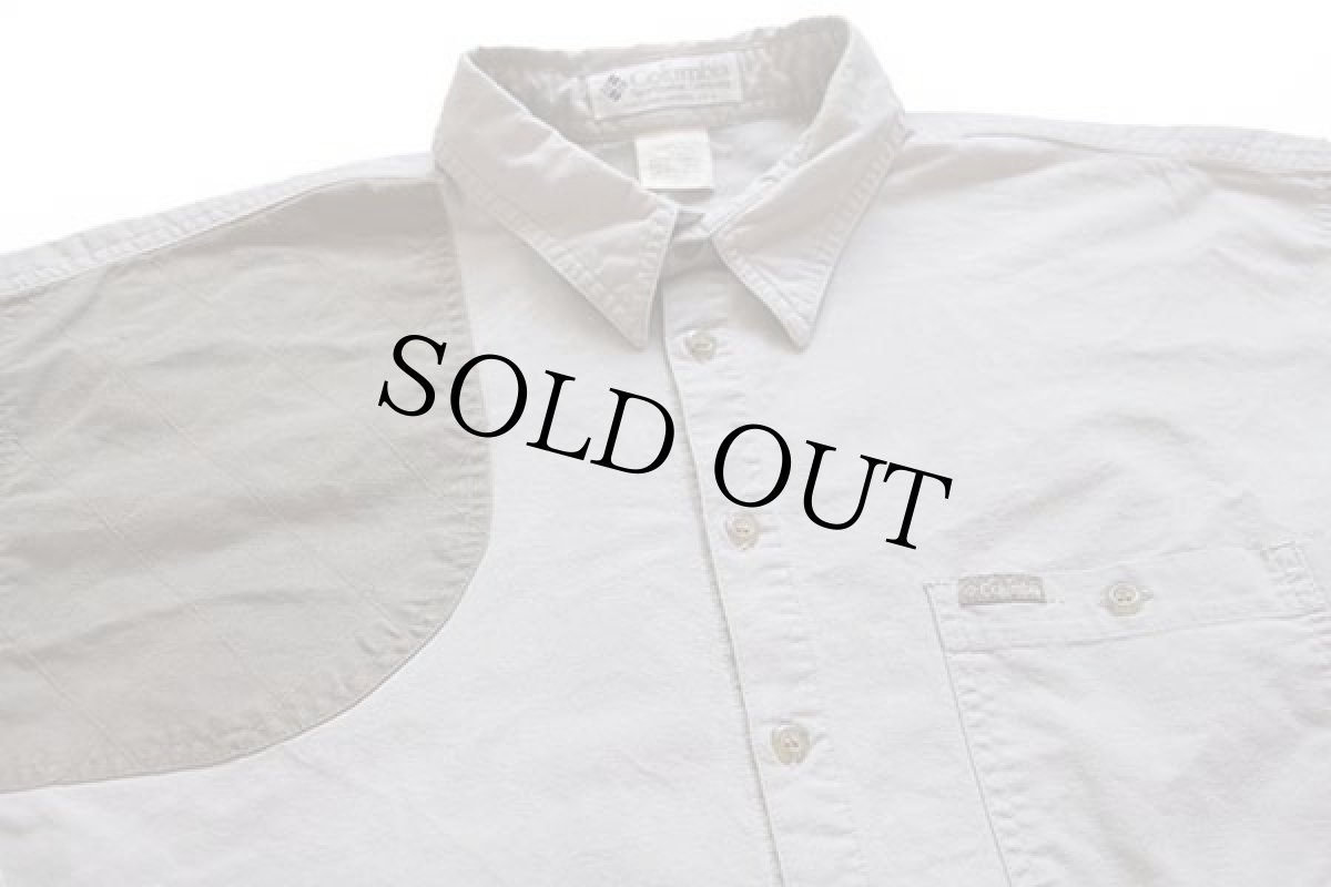 画像3: 90s Columbiaコロンビア ガンパッチ付き コットン ハンティングシャツ グレー L (3)